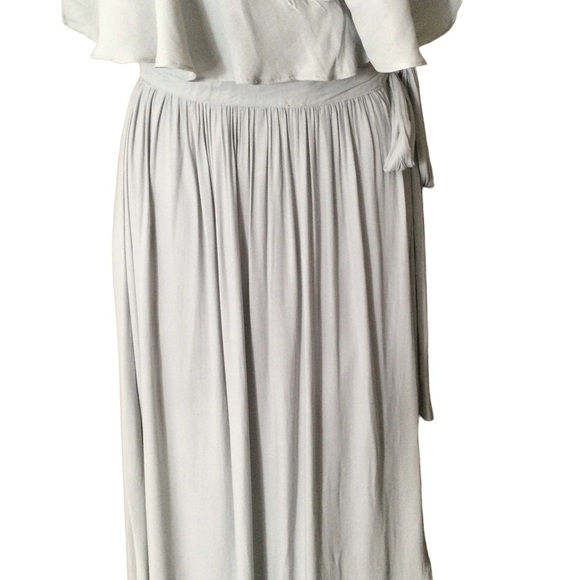 Free People Blue Gray Embroidered Fiona Maxi True Wrap Dress - Picture 14 of 15